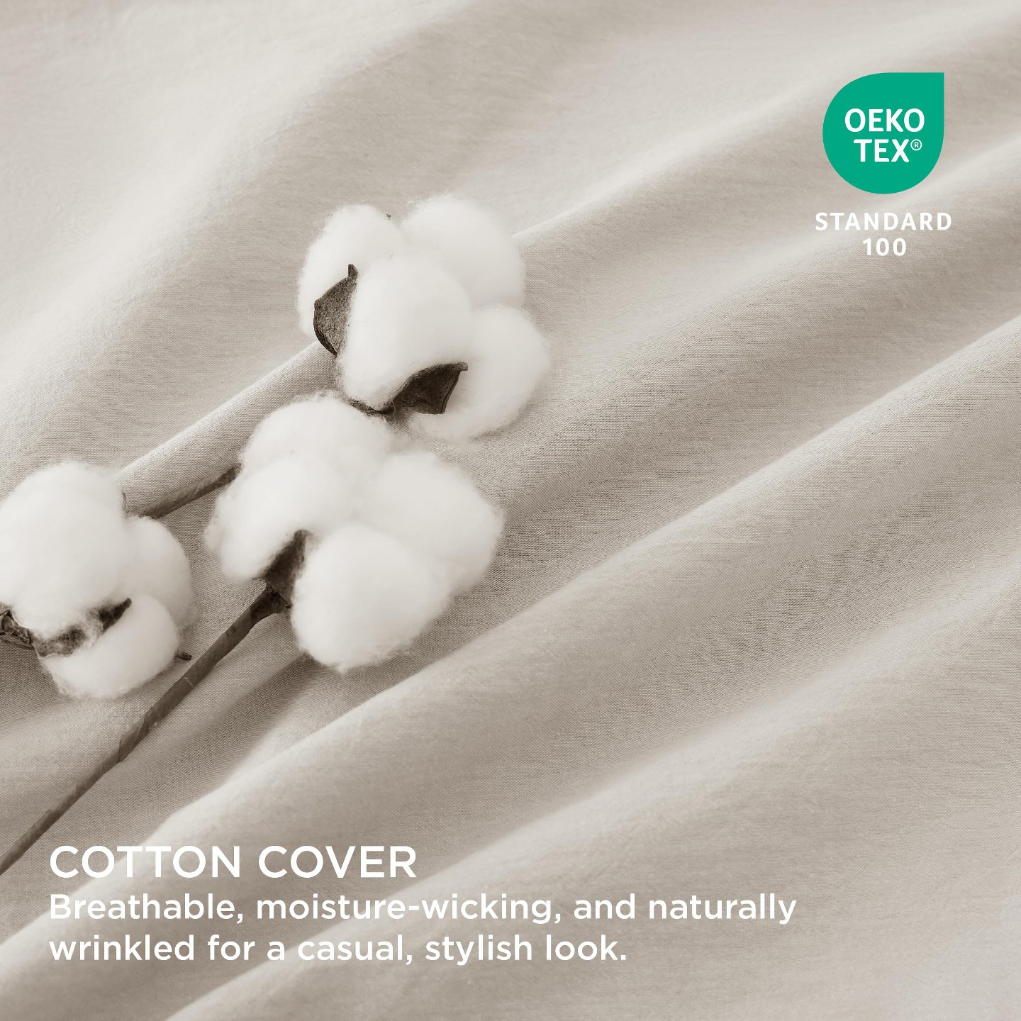 Комплект постельного белья Bedsure Cotton Comforter Set, Soft Microfiber Fill All-Season Bedding, 3-Piece - Full, Denim Blue — фото 3