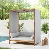 Scott Living Dara Outdoor Acacia Wood Daybed with Canopy and Curtains, Washable Cushions and Detachable Pillows - 2 of 4
