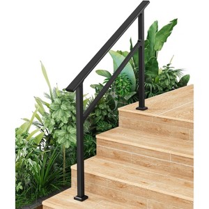 COZONY Metal Handrails for Outdoor Steps, Adjustable Stair Railing with All-Weather Coating, Heavy Duty Hand Rail Kit for Porch, Stairs, Balcony - 1 of 4