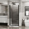 VYNXARIA 34"x 72" Pivot Shower Door Combo w/ 35.4" White Acrylic Shower Base, Black Aluminum Finish, Semi-Frameless Tempered Clear Glass Design - 2 of 4