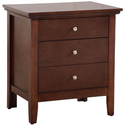 NicBex Nightstand with 3 Drawers Modern Wood Bedside Table with Handles for Bedroom,Sturdy and Durable