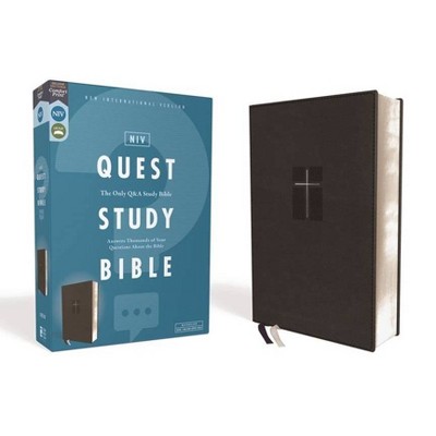 Niv, Quest Study Bible, Leathersoft, Black, Comfort Print - by  Zondervan (Leather Bound)