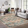 Washable Area Rug, Vintage Indoor Large Floor Cover, Retro Accent Mat, Non-Slip Thin Carpet for Living Room, Bedroom, Kitchen, Office Green-Brown - 4 of 4