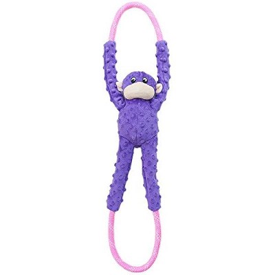 ZippyPaws RopeTugz - Durable Dog Pull Rope Toy, Interactive Tug of War, Made with Heavy Duty Climbing Rope - Purple Monkey