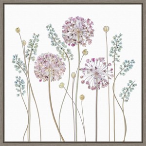 Amanti Art 16" x 16" Allium Flower Silhouettes by Mandy Disher Framed Wall Canvas: Modern Botanical Artwork for Home Decor - 1 of 4