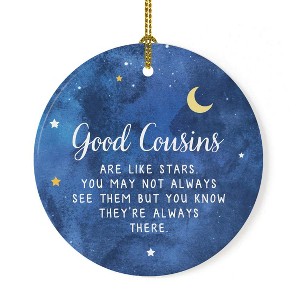 Round Ceramic Porcelain Cousins Christmas Keepsake Gift - Cousin Star Ornament, 1-Pack - 1 of 4