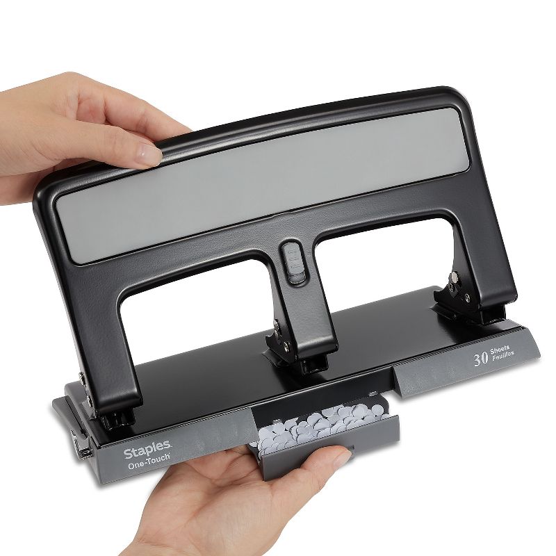 MyOfficeInnovations One-Touch 26614 Heavy-Duty 3-Hole Punch 30-Sheet Capacity Black 884279, 5 of 7