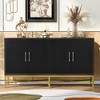 62.2"W Retro 4-Door Sideboard Buffet Servers, Storage Cabinet with Metal Handle and Cross-Leg 4S - ModernLuxe - 2 of 4