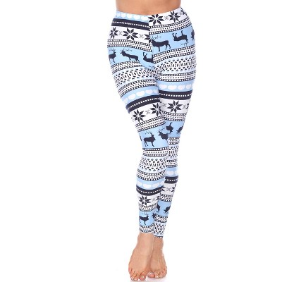 Women's One Size Fits Most Printed Leggings Blue/White One Size Fits Most -  White Mark