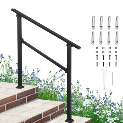 Handrails for Outdoor Steps, Upgrade Aluminium Hand Rail Fit 3 Steps, Stair Railing Kit with Installation Kit, Railings