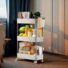 VECELO 3/4 Tier Rolling Cart, Utility Cart for Kitchen Storage, Mobile Shelves Slide-Out Organizers with 2 Lockable Wheels & Hooks - 2 of 4