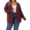 Women's Plus Size Button Down V Neck Long Sleeve Solid Casual Knit Cardigan - Agnes Orinda - 2 of 4