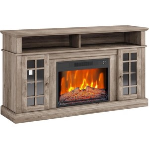 Fireplace Tv Stand for Tvs Up to 67" with 23" Insert Fireplace,Farmhouse 67" Fireplace Entertainment Center with Adjustable Color,Storage Cabinets - 1 of 4