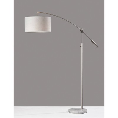 Adjustable Brushed Steel Arc Lamp with Marble Base