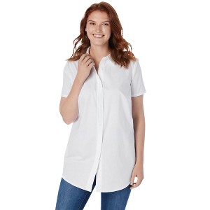 Woman Within Women's Plus Size Perfect Short Sleeve Shirt - 1 of 4