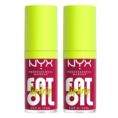 NYX PROFESSIONAL MAKEUP Fat Oil Lip Drip (05 Newsfeed | Rose Nude) Moisturizing Lip Gloss, Vegan Tinted Lip Oil, Up to 12 HR Hydration (PACK OF 2)