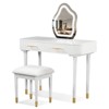 Infurnic Modern Vanity Tables Set with Mirror Touch Screen Lighted Mirror, Dressing Table and Cushioned Stool Set with Drawers, White, 40"*17“*51” - 2 of 4