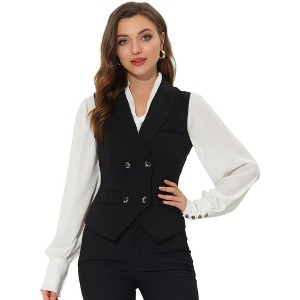 INSPIRE CHIC Women's Lapel Collar Dressy Versatile Racerback Waistcoat Suit Vest - 1 of 4