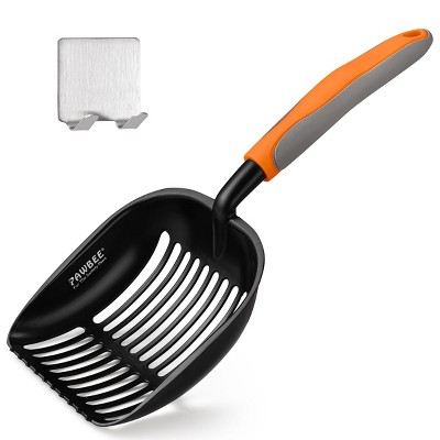 PAWBEE Metal Cat Litter Scoop - Premium Non-Stick Cat Litter Scooper with Holder - Deep Shovel Cat Scooper - Long Non-Slip Handle Kitty Litter Scoop