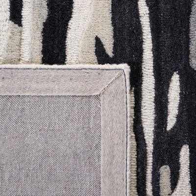 Ivory and Black Hand-Tufted Wool Square Area Rug