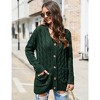 Coolmee Women Cable Knit Cardigan Sweater V Neck Button Down Cardigan with Pocket Sweater Coat for Fall Winter - 4 of 4