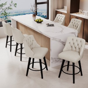 Dyonery Swivel Fabric Bar Stools, 26.8" Counter Height & 30" Bar Height, Tufted Upholstered Farmhouse Kitchen Island Chairs - 1 of 4
