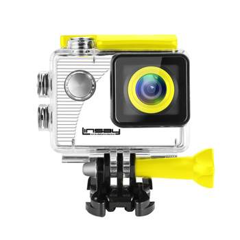 LINSAY Funny Kids Yellow Sport Action Camera Sport Outdoor Activities HD Video and Photos Micro SD Card Slot up to 32GB