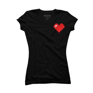 Junior's Design By Humans Pixelated Pocket Heart By T-Shirt - 1 of 2
