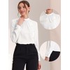 Allegra K Women's Elegant Stand Collar Long Sleeve Button Decor Office Blouse - 2 of 4