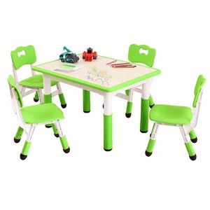 Toddler Table and Chair Set, Height Adjustable Kids Table and Chair Set of 4, Toddler Table for Reading, Drawing, Eating, for Ages Over 3 - 1 of 4