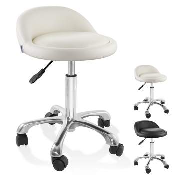 Saloniture Rolling Hydraulic Salon Stool with Low Backrest - Adjustable Swivel Chair for Spa or Medical Office