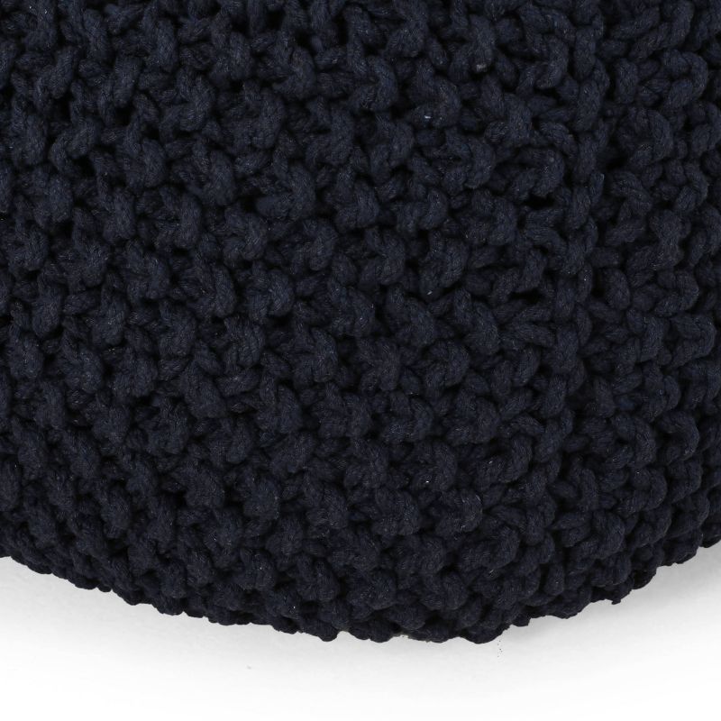 Pim Modern Knitted Cotton Cube Pouf Dark Blue - Christopher Knight Home, 6 of 8