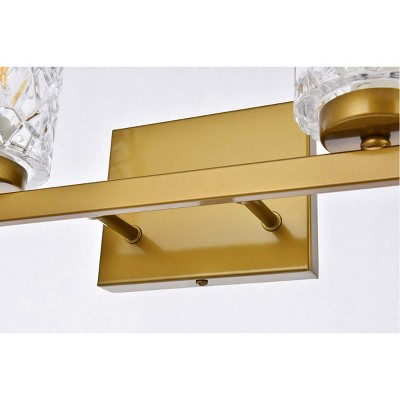 Cassie Brass and Clear Glass 2-Light Dimmable Wall Sconce