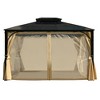 Hardtop Outdoor Gazebo 10 ft. x 12 ft. Beige Heavy Duty Privacy Curtain Gazebo - 3 of 4