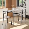 VECELO 3-Piece Dining Table & Chairs Set for 2, Metal and Wooden Square Kitchen Dining Set for Small Space, Brown/Gray - 2 of 4