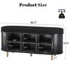 Fluted Shoe Racks, Shoe Storage Bench with Cushion Adjustable Shelf Sliding Door Two Tier Rack Entryway Organizer - 3 of 4