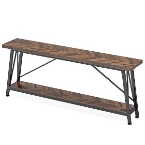 Resenkos Nightstand,Bedside End Table,Wood End Table, Narrow Side Table Nightstand with 2 Drawers,Walnut Brown - 1 of 4