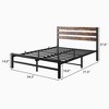 SeaCamel Rustic Vintage Full Size Platform Bed - Wood Headboard, Metal Slats Support, No Box Spring, Rustic Brown - 3 of 4