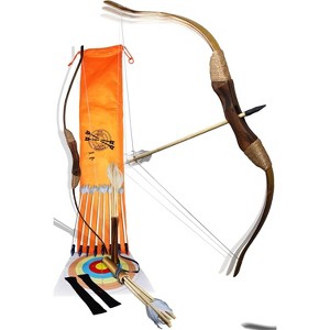 33-Piece Wooden Archery Set with 2 Bows, 16 Arrows, 10 Targets and Armguards for Beginners - 1 of 4