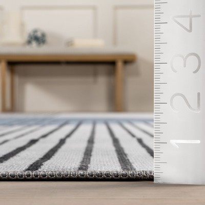 Martine Blue Abstract Washable Synthetic Area Rug