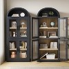 72" Tall Arched Farmhouse Bookcase with Doors, Wooden Display Cabinet with Storage Shelves - 4 of 4