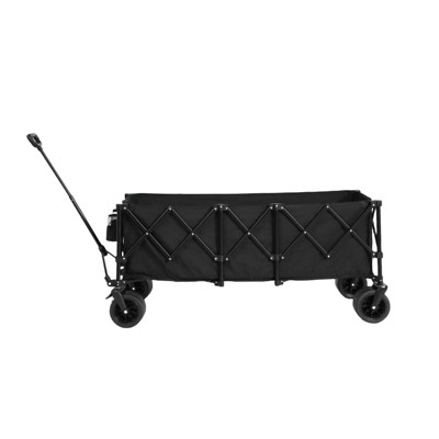 FURNIinspire Wheelbarrows And Lawn Carts Garden Cart Foldable Extended Wagon, Folding Utility Garden Cart, Yard Cart, Black, 53.54"*21.26"*23.62"