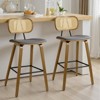 Bekrvio 26" Mid Century Modern Counter Height Bar Stools - Rattan Cane Back, Wood, PU Leather Upholstered for Kitchen Island Dining - 4 of 4