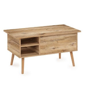 HOMLUX Lift Top Coffee Table with Hidden Storage, Side Shelf, Black/Brown/Gray - 1 of 4