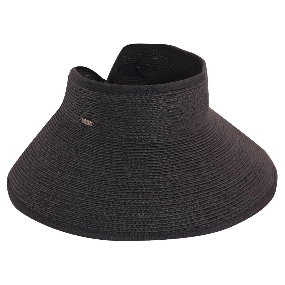 UPC 016698087254 product image for Women's Packable Two Tone Paper Braid Visor - Black | upcitemdb.com