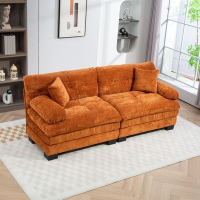 NicBex Modern Chenille Deep Seat Loveseat Sofa with Comfy Armrests & Pillows,2-Seat Sectional Sofa for Living Room,Bedroom