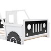 Okak Twin Platform Bed Frame with Wheels Classic Car-Shaped  Bed with Rails for Kids Noise-Free Strong Wood Slats Easy Assembly, White - 3 of 4