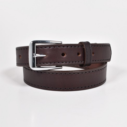 Boston Leather Big Mens 1.25 Stitched Edge Leather Belt 54 Brown : Target