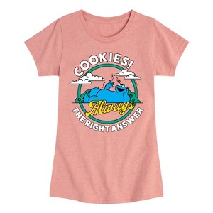 Girls' - Sesame Street - Cookies Always The Right Answer Fitted Short Sleeve Graphic T-Shirt - 1 of 4