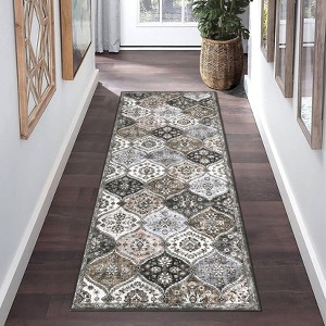 Washable Vintage Oriental Rug Non Slip Low Pile Rug Soft Throw Floor Cover Retro Foldable Indoor Carpet for Living Room Bedroom Playroom Nursery - 1 of 4